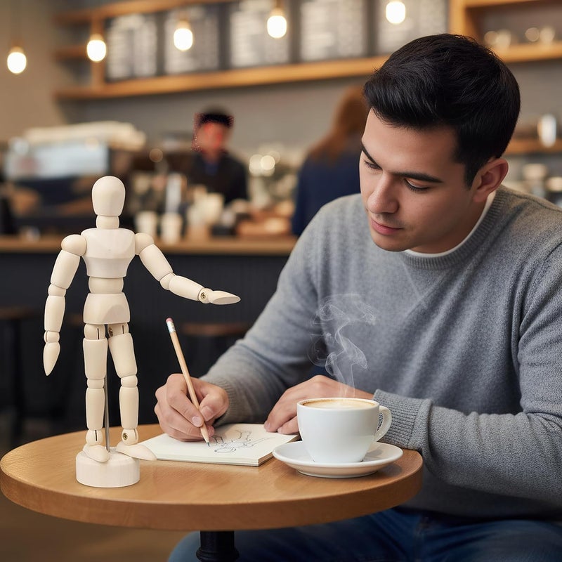 SHINEOFI Wood Manikin 3-Pack Articulated Drawing Figures with Display Stands - Poseable Wooden Artist Mannequins for Sketching DIY Painting and Home Art Decor - Image 5